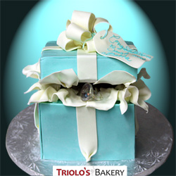 Tiffany Box Engagement Cake from Triolo's Bakery Bedford, NH, USA